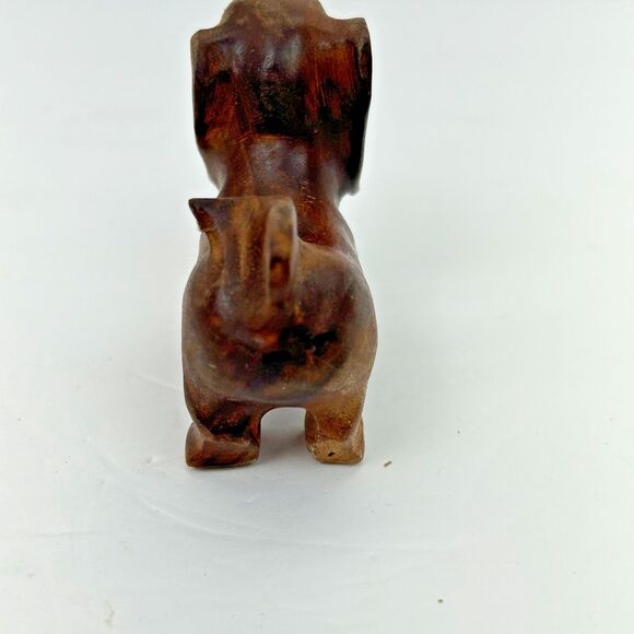 Vintage Hand Carved Wooden Dachshund Figurine Collectible Friendly Looking Up - Picture 4 of 11